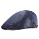 Men Washed Denim Beret Caps Forward Caps Outdoor Travel Hats Retro Hat