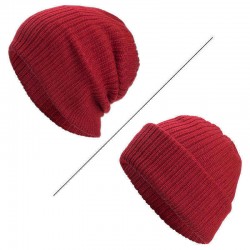 Men Winter Plain Thicken Brimless Knitted Cap Curlable Earmuffs Slouch Beanie Caps