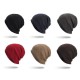 Men Winter Plain Thicken Brimless Knitted Cap Curlable Earmuffs Slouch Beanie Caps