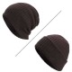 Men Winter Plain Thicken Brimless Knitted Cap Curlable Earmuffs Slouch Beanie Caps