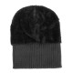 Men Winter Plain Thicken Brimless Knitted Cap Curlable Earmuffs Slouch Beanie Caps