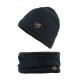 Men Winter Thicken Plus Velvet Knit Hat Scarf Set Outdoor Earmuffs Beanie With Neck Cover