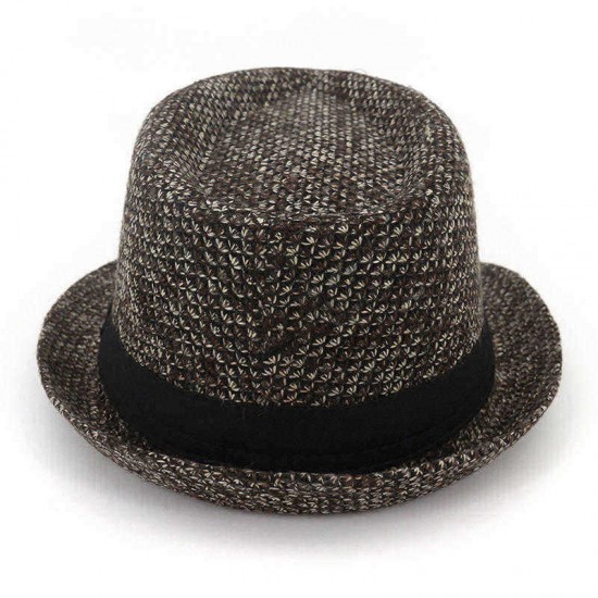 Men Winter Warm Felt Wide Brimmed Jazz Fedora Hat Outdoor Thicken Top Hat