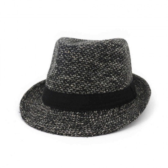 Men Winter Warm Felt Wide Brimmed Jazz Fedora Hat Outdoor Thicken Top Hat