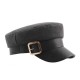 Men Woman Belt Metal Buckle Navy Beret Caps Woolen Blending Warm Flat Top Cadet Hat