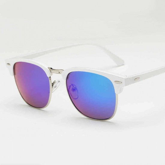 Men Woman Multi-colored UV Protection Mental Frame Retro Round Sunglasses