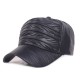 Men Woman Outdoor Sports PU Leather Baseball Cap Sunscreen Visor Peaked Cap