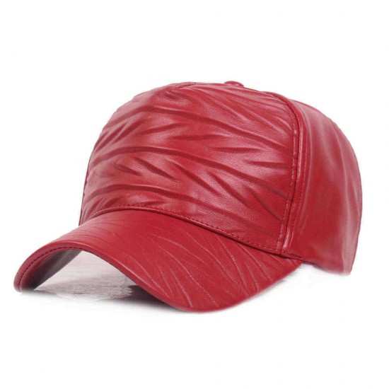 Men Woman Outdoor Sports PU Leather Baseball Cap Sunscreen Visor Peaked Cap