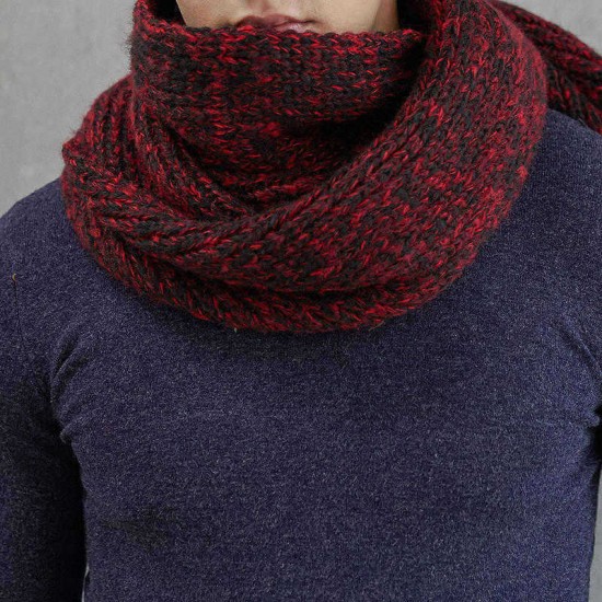 Men Woman Vintage Winter Warm Thicken Knitted Gird Scarf Gradient