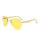 Men Women Anti-UV Retro Sunglasses Outdoor Sport Bamboo Legs Big Frame Goggle Eyeglasses