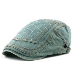 Men Women Casual Washed Denim Peaked Cap Beret Hat