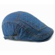 Men Women Casual Washed Denim Peaked Cap Beret Hat