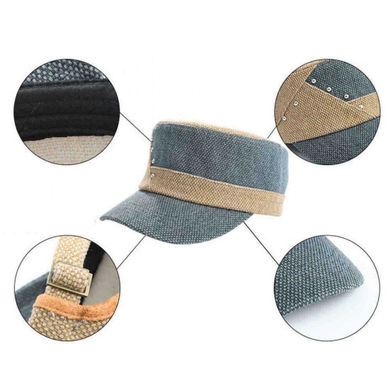 Men Women Color Block Canvas Flat Hats Outdoor Sunshade Fashion Cap