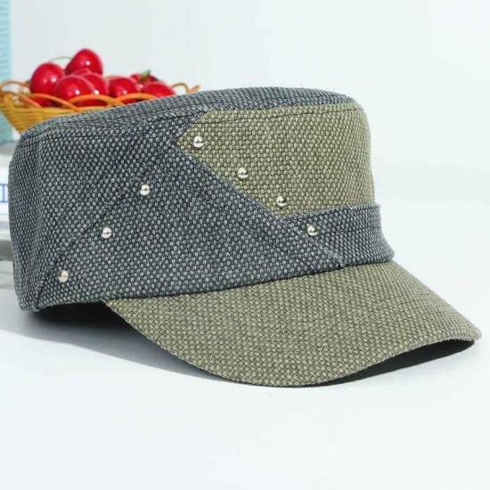 Men Women Color Block Canvas Flat Hats Outdoor Sunshade Fashion Cap