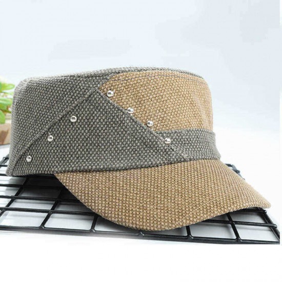 Men Women Color Block Canvas Flat Hats Outdoor Sunshade Fashion Cap