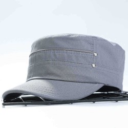 Men Women Cotton Adjustable Flat Top Hats Outdoor Sunshade Sport Military Forward Cap