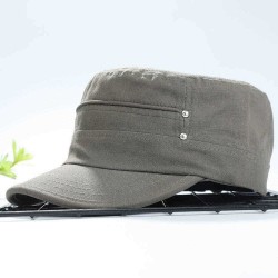 Men Women Cotton Adjustable Flat Top Hats Outdoor Sunshade Sport Military Forward Cap