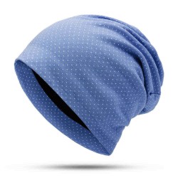 Men Women Cotton Dot Print Beanie Hat Outdoor Double Layers Earmuffs Skullcap