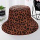 Men Women Cotton Leopard Double-Sided Wear Fisherman Hat Outdoor UV Resistence Bucket Cap