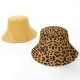 Men Women Cotton Leopard Double-Sided Wear Fisherman Hat Outdoor UV Resistence Bucket Cap