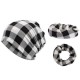 Men Women Cotton Plaid Slouchy Beanie Cap Scarf Outdoor Print Double Layers Turban Hat