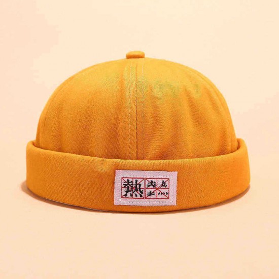 Men Women Cotton Solid Color Brimless Cap Sailor Cap Brimless Hats