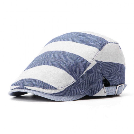 Men Women Cotton Stripe Beret Caps Duck Hat Sunshade Casual Outdoors Peaked Forward Cap