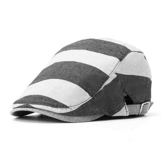 Men Women Cotton Stripe Beret Caps Duck Hat Sunshade Casual Outdoors Peaked Forward Cap