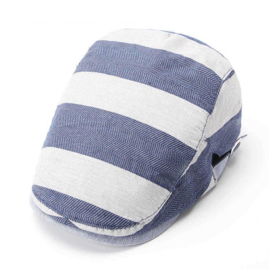 Men Women Cotton Stripe Beret Caps Duck Hat Sunshade Casual Outdoors Peaked Forward Cap