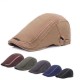 Men Women Cotton Washed Beret Hat Fashion Iron Label Buckle Adjustable Cabbie Golf Gentleman Caps