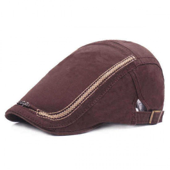 Men Women Cotton Washed Beret Hat Fashion Iron Label Buckle Adjustable Cabbie Golf Gentleman Caps