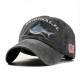 Men Women Denim Sunshade Hat Embroidered Letter Shark Washed Baseball Cap