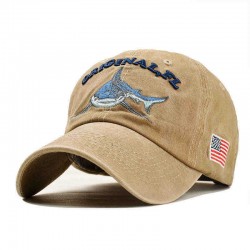 Men Women Denim Sunshade Hat Embroidered Letter Shark Washed Baseball Cap