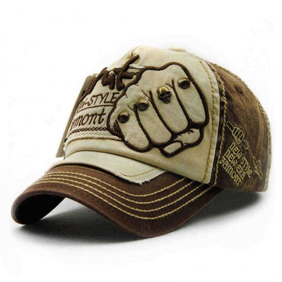 Men Women Fist Letter Embroidery Baseball Hat Fashion Rivet Peaked Cap