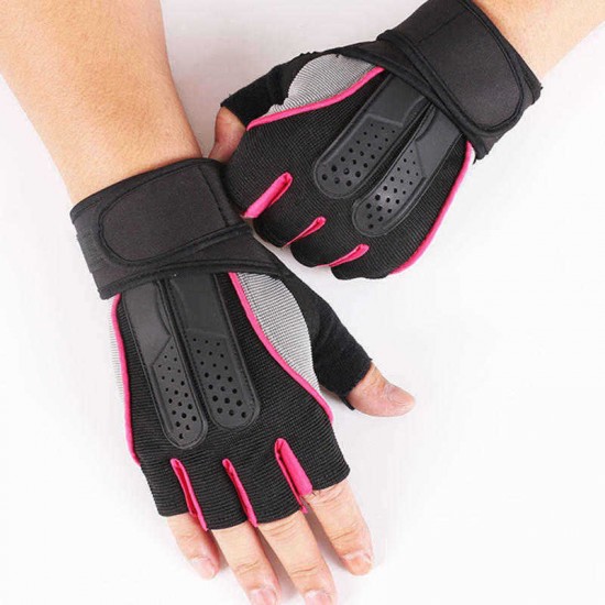 Men Women Fitness Gym Wristband Gloves Outdoor Sports Half Finger Slip Riding Gloves