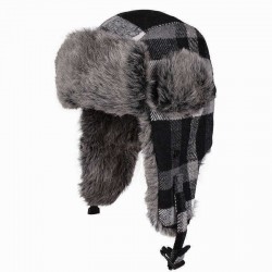 Men Women Jacquard Plaid Warm Trapper Hat Outdoor Sport Skiing Riding Ear Flaps Protective Fashion Cap