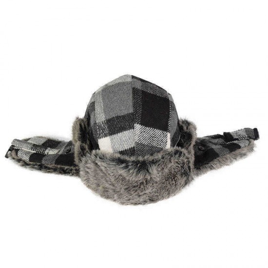 Men Women Jacquard Plaid Warm Trapper Hat Outdoor Sport Skiing Riding Ear Flaps Protective Fashion Cap