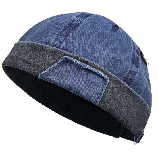 Men Women Leisure Cotton Patchwork French Brimless Hats Adjustable Sailor Cap