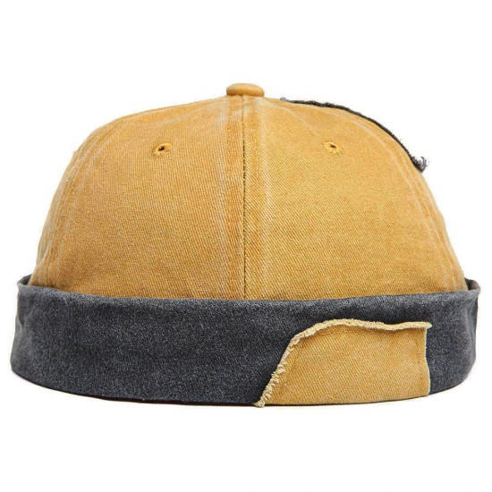 Men Women Leisure Cotton Patchwork French Brimless Hats Adjustable Sailor Cap