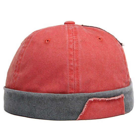 Men Women Leisure Cotton Patchwork French Brimless Hats Adjustable Sailor Cap