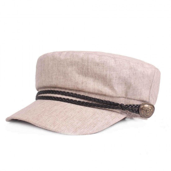 Men Women Linen Sunshade Military Army Cap Casual Breathable Durable Flat Top Hats