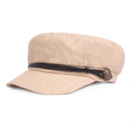 Men Women Linen Sunshade Military Army Cap Casual Breathable Durable Flat Top Hats