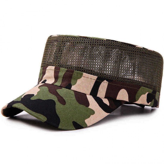 Men Women Mesh Clamouflage Flat Top Sun Hat Baseball Peaked Cap