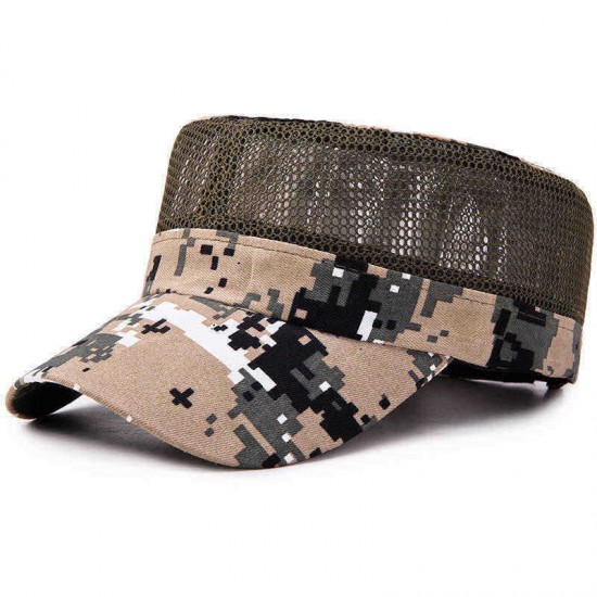 Men Women Mesh Clamouflage Flat Top Sun Hat Baseball Peaked Cap