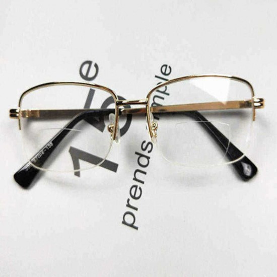 Men Women Metal Lightweight Bifocal Reading Glasses Half-Frame Round Computer Glasses