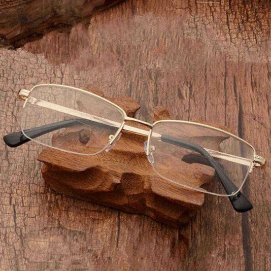 Men Women Metal Lightweight Bifocal Reading Glasses Half-Frame Round Computer Glasses