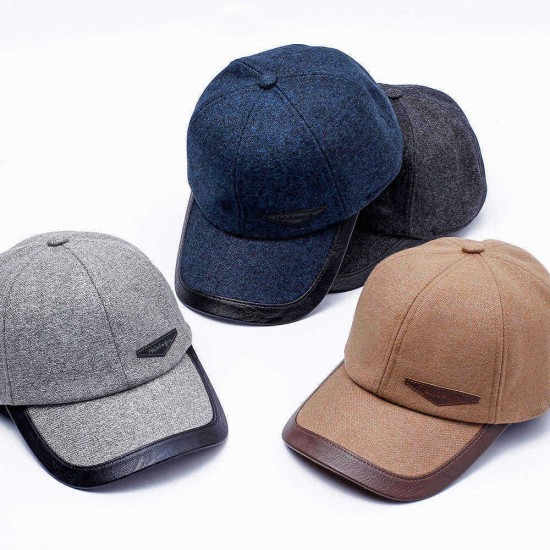 Men Women Middle-aged Cotton Baseball Cap Outdoor Sport Earmuffs Warm Peaked Cap