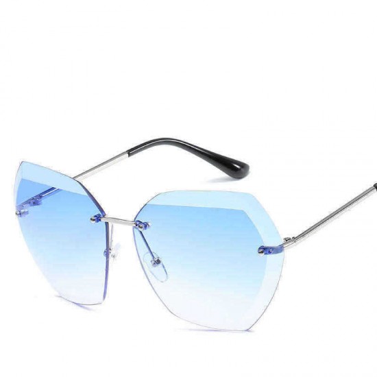 Men Women Outdoor Casual Ocean Piece Sunglasses Cut Edge Frameless Metal Sunglasses