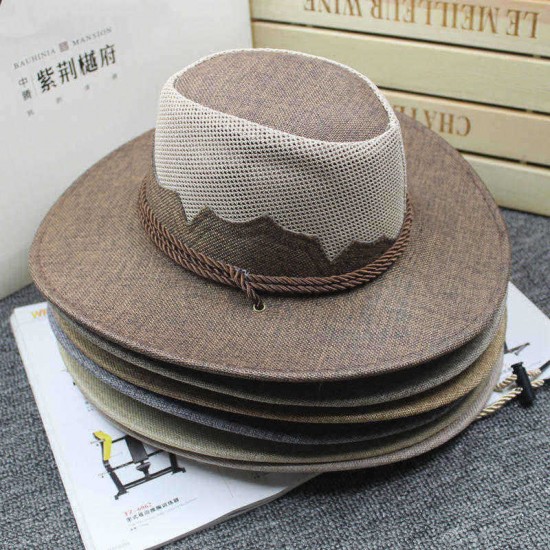 Men Women Outdoor Mesh Breathable Cowboy Hat Travel Sunshade Visor Hat