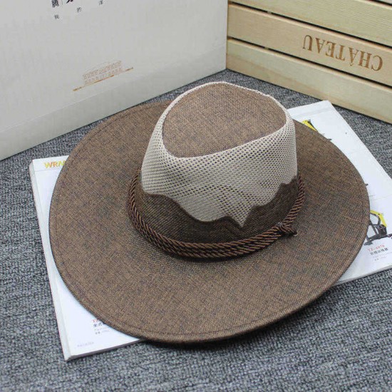 Men Women Outdoor Mesh Breathable Cowboy Hat Travel Sunshade Visor Hat